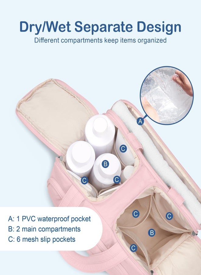 TOPDesign Travel Toiletry Bag for Women, Puffer Large Toiletry Bag, Lightweight Cosmetic Makeup Organizer with Handle for Traveling, Accessories, Essentials, Toiletries (Baby Pink) - Image 5